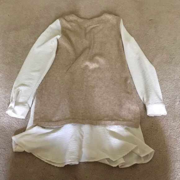 DNKY Beige and White Layered Sweater Tunic Dress - Picture 5 of 6